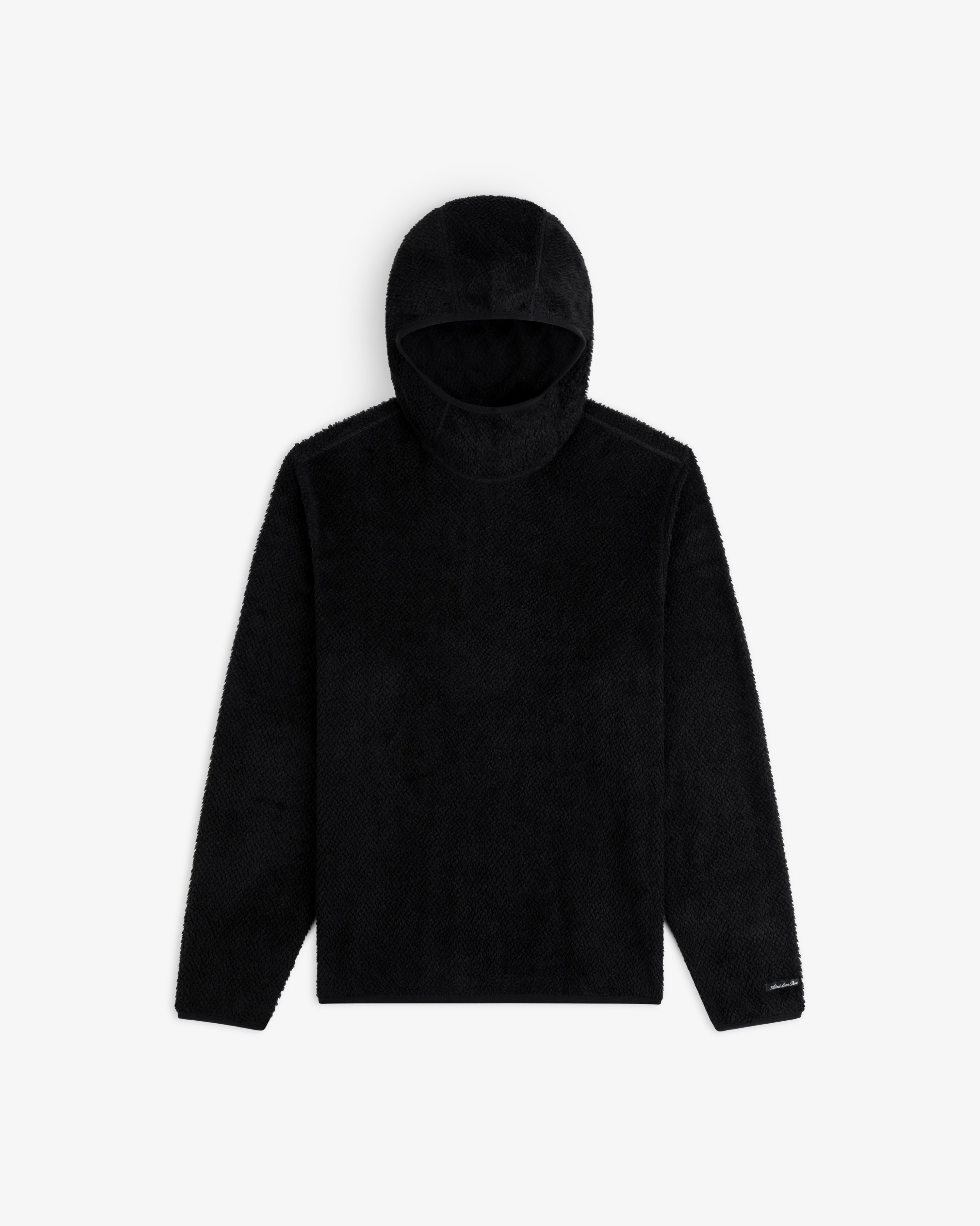 Black Fleece Performance Hoodie with a fitted hood and long sleeves.