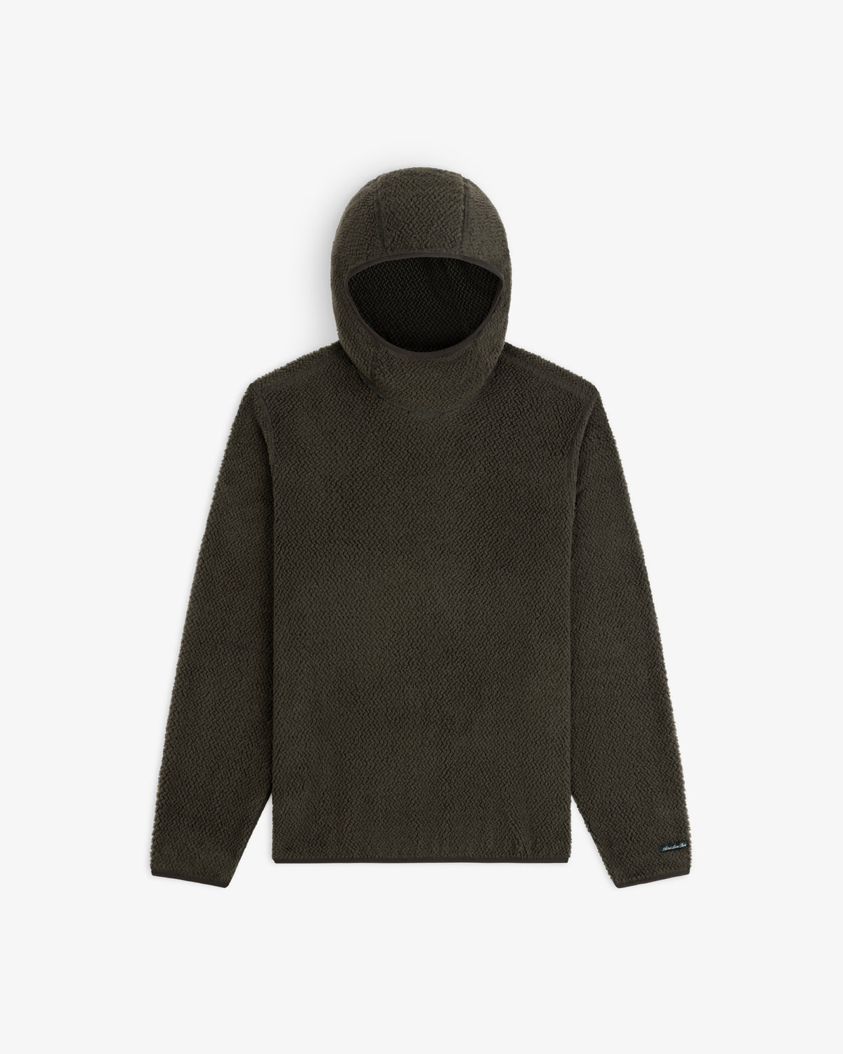 Dark olive green Fleece Performance Hoodie with long sleeves and a fitted hood.
