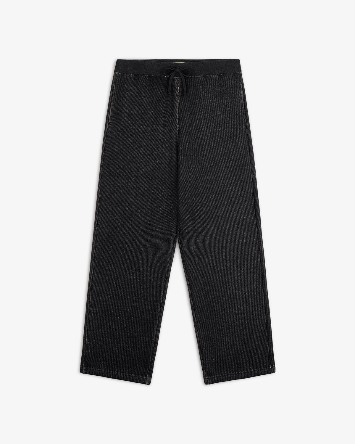 Black Terry Lounge sweatpants with a drawstring waist and straight legs.