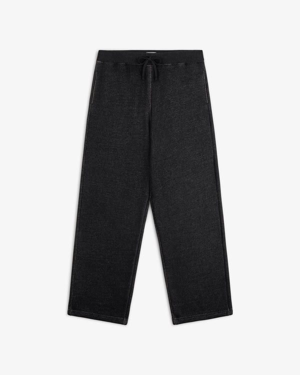 Black Terry Lounge sweatpants with a drawstring waist and straight legs.