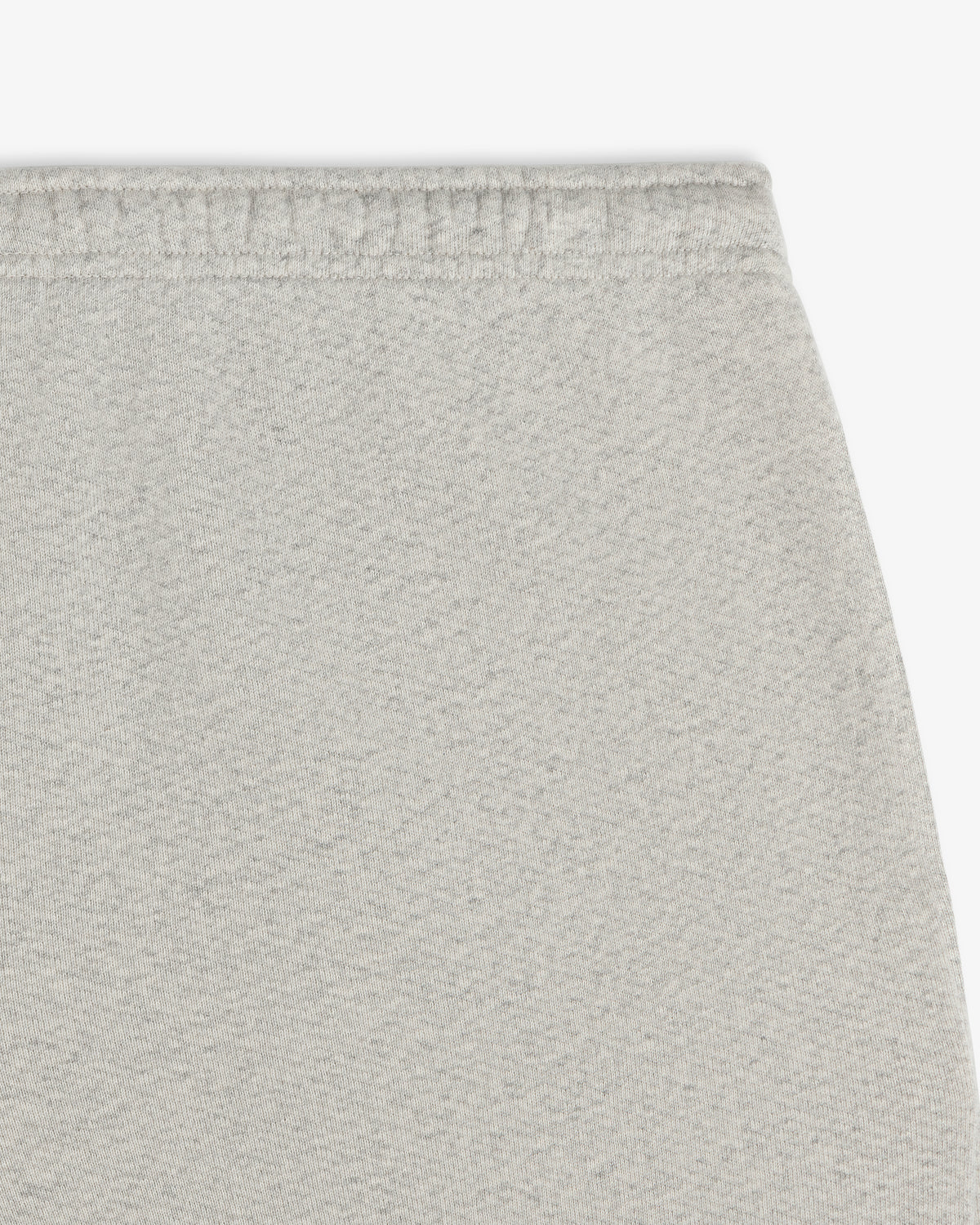 Close-up of the heathered grey elastic waistband of Script Sweatpant sweatpants.