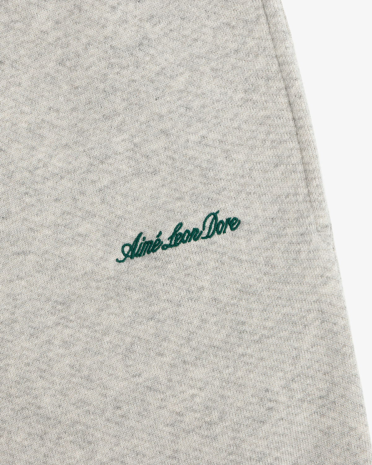 Gray heathered Script Sweatpant featuring an embroidered green script logo.