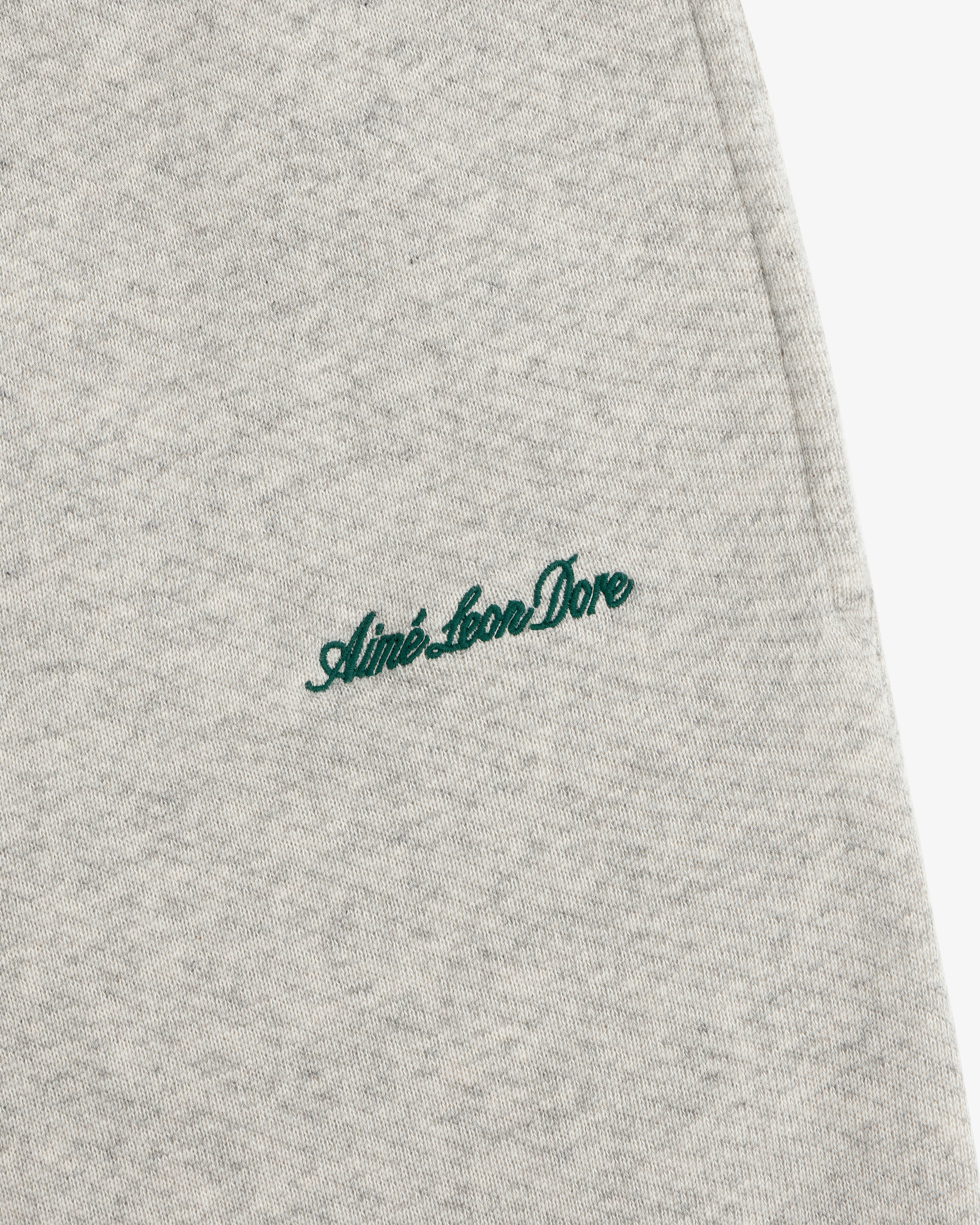 Gray heathered Script Sweatpant featuring an embroidered green script logo.