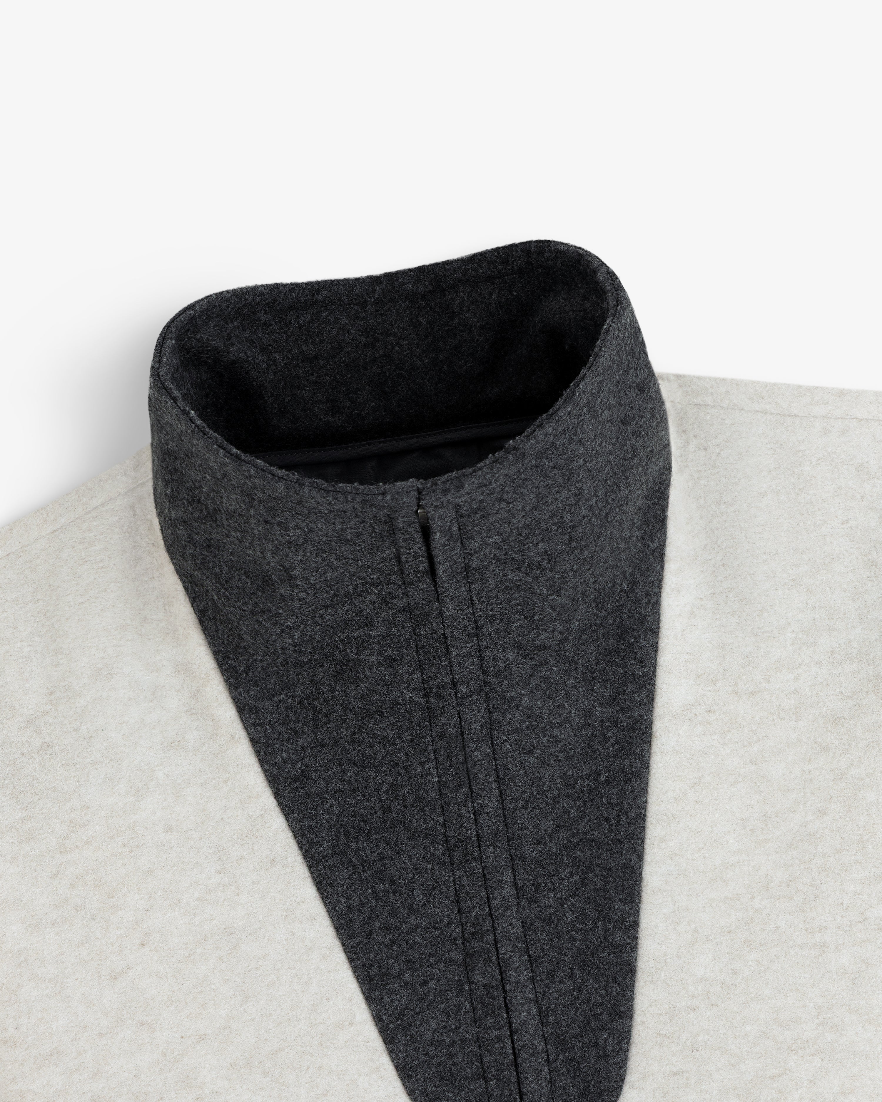 Surplus Fleece Quarter Zip Pullover featuring a dark grey high collar and a light grey body.