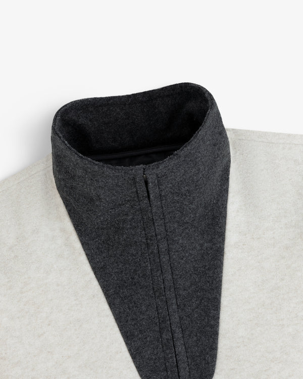Surplus Fleece Quarter Zip Pullover featuring a dark grey high collar and a light grey body.