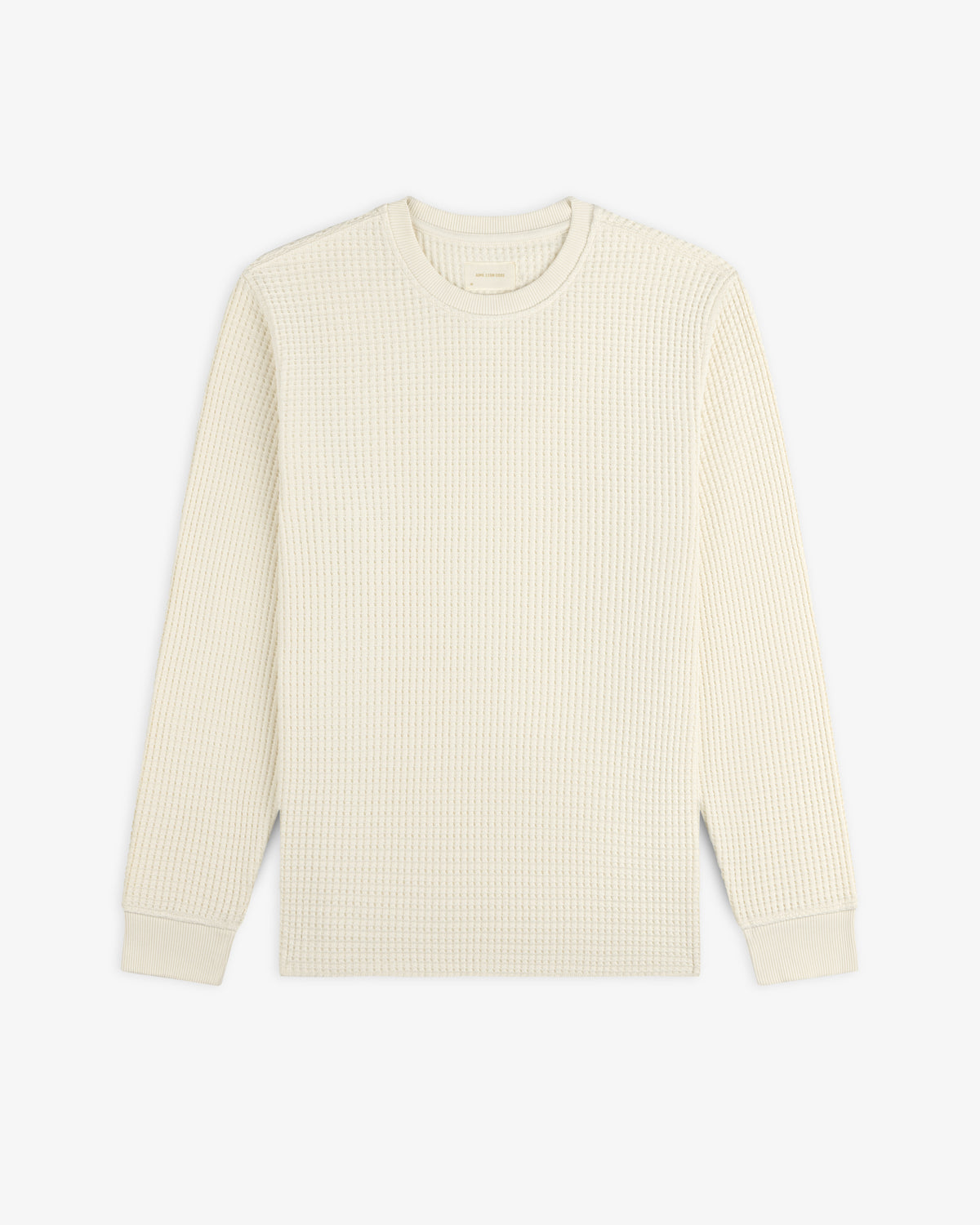 Off-white long-sleeve Long-Sleeve Waffle Thermal crewneck shirt with a waffle-knit texture.