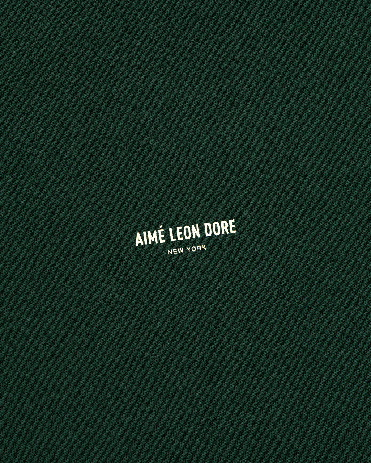 Dark green Micro Logo Tee with small white AIMÉ LEON DORE NEW YORK text centered on the front.