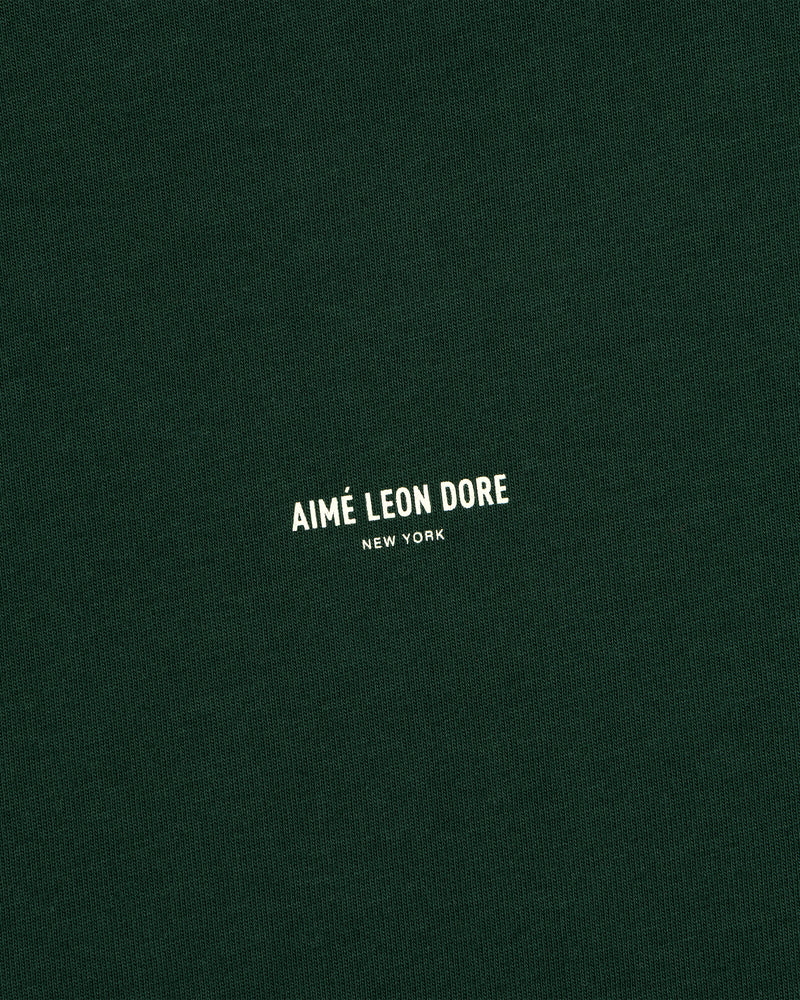 Dark green Micro Logo Tee with small white AIMÉ LEON DORE NEW YORK text centered on the front.