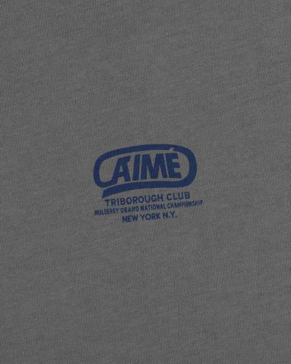 Gray Triborough Club Tee with a blue graphic logo reading Aime Triborough Club Mulberry Grand National Championship N.Y.