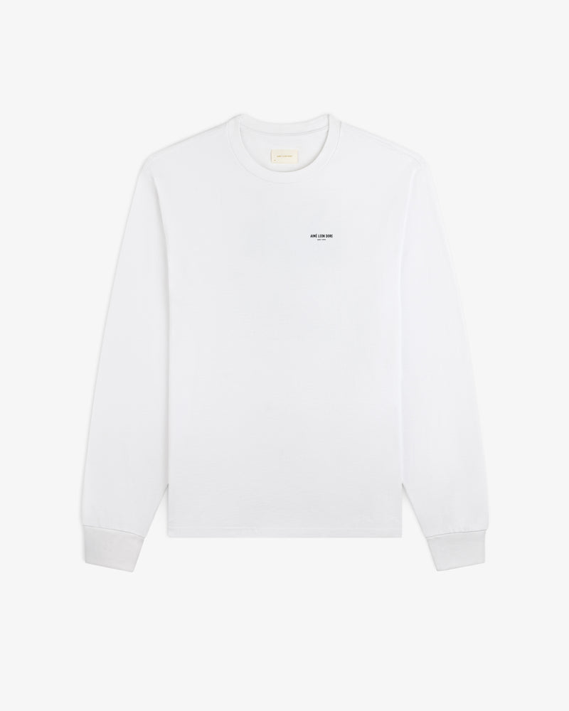 White Long-Sleeve Sailing Tee with a small logo on the left chest.