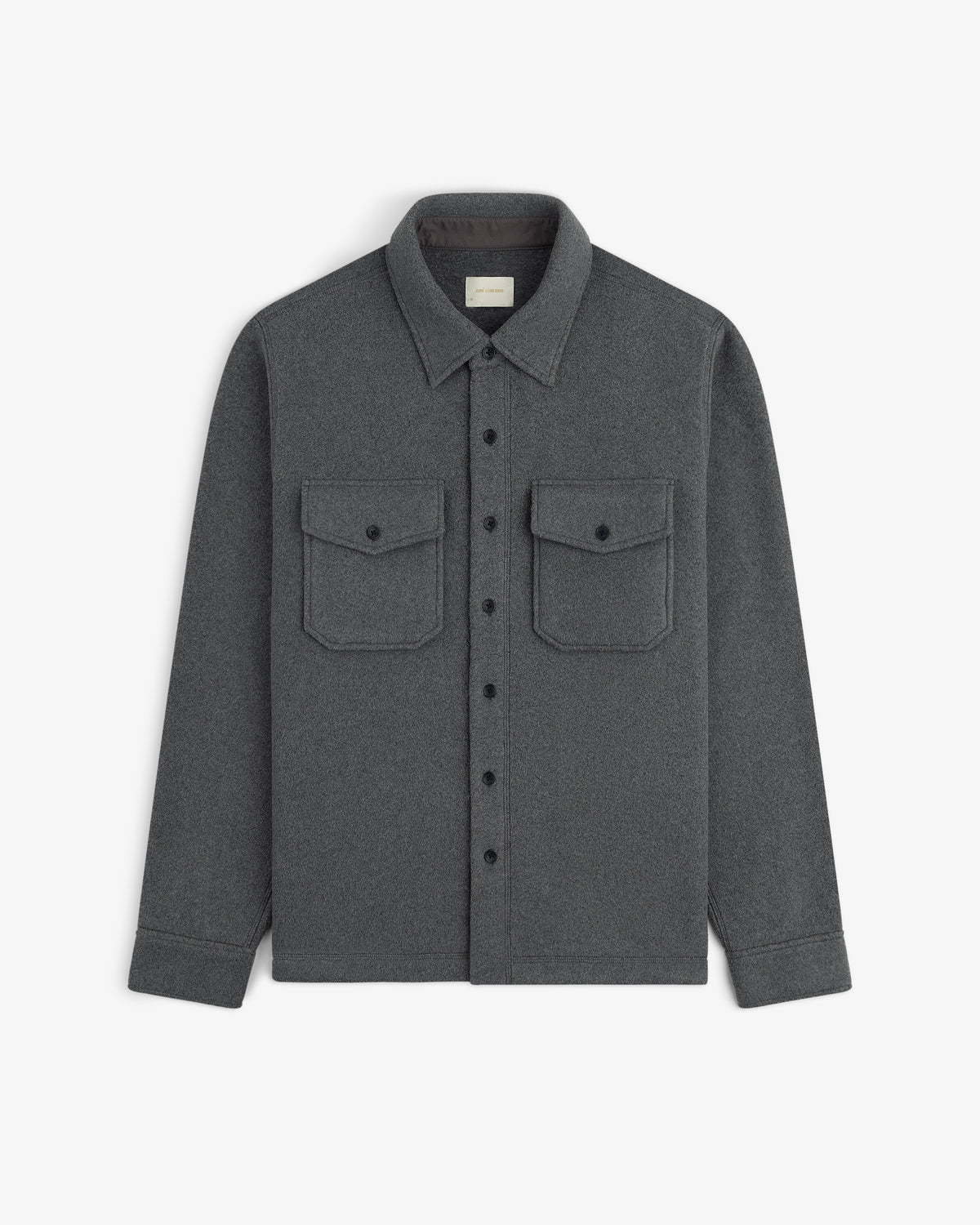 Melange Fleece Shirt with two chest pockets, button-up, laid flat on a white background.