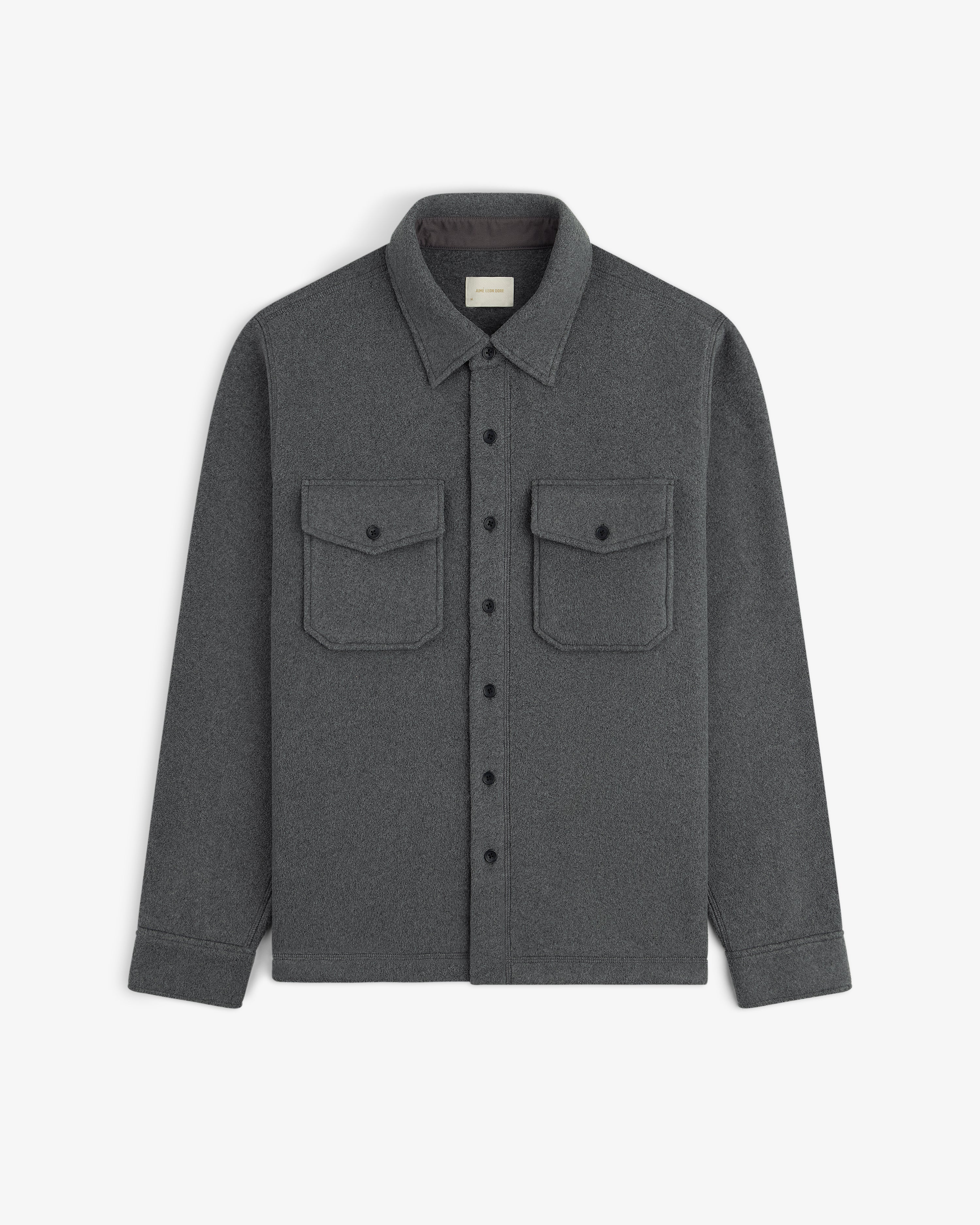 Melange Fleece Shirt with two chest pockets, button-up, laid flat on a white background.