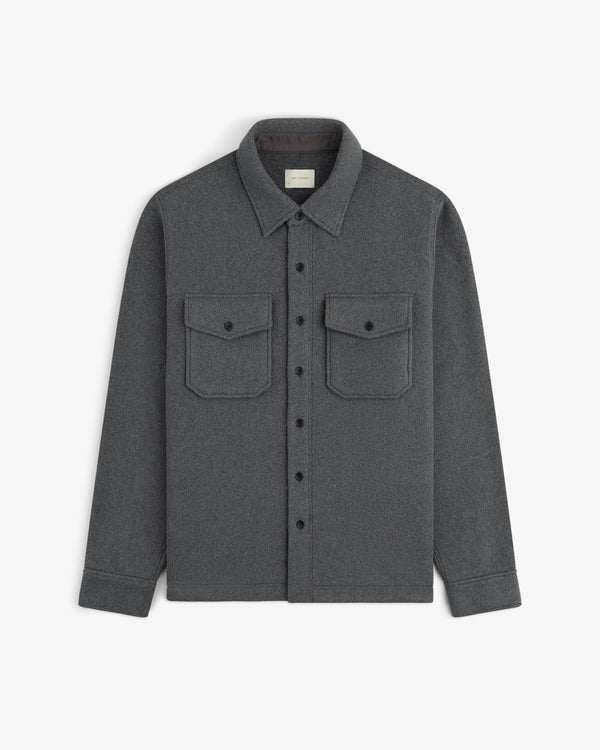 Melange Fleece Shirt with two chest pockets, button-up, laid flat on a white background.