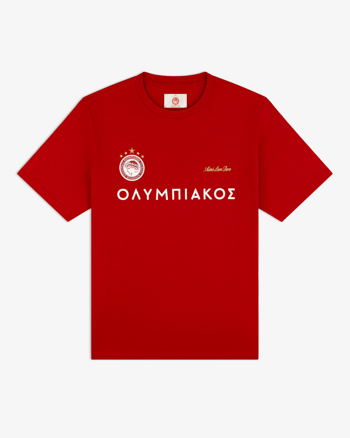 Red ALD / Olympiacos F.C. Souvenir Tee with the team crest and the Greek word for Olympiacos in white lettering.
