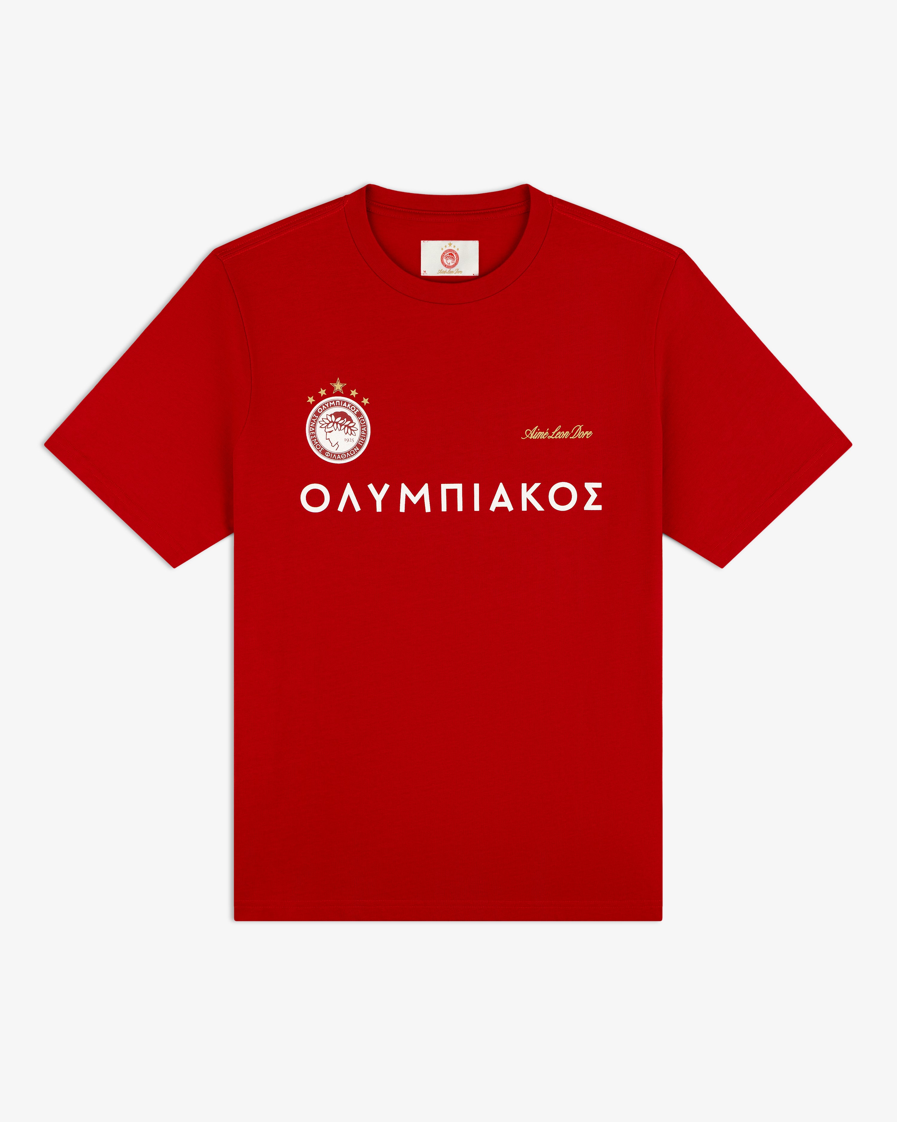 Red ALD / Olympiacos F.C. Souvenir Tee with the team crest and the Greek word for Olympiacos in white lettering.