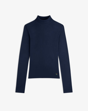 Ribbed Mockneck Long-Sleeve Tee