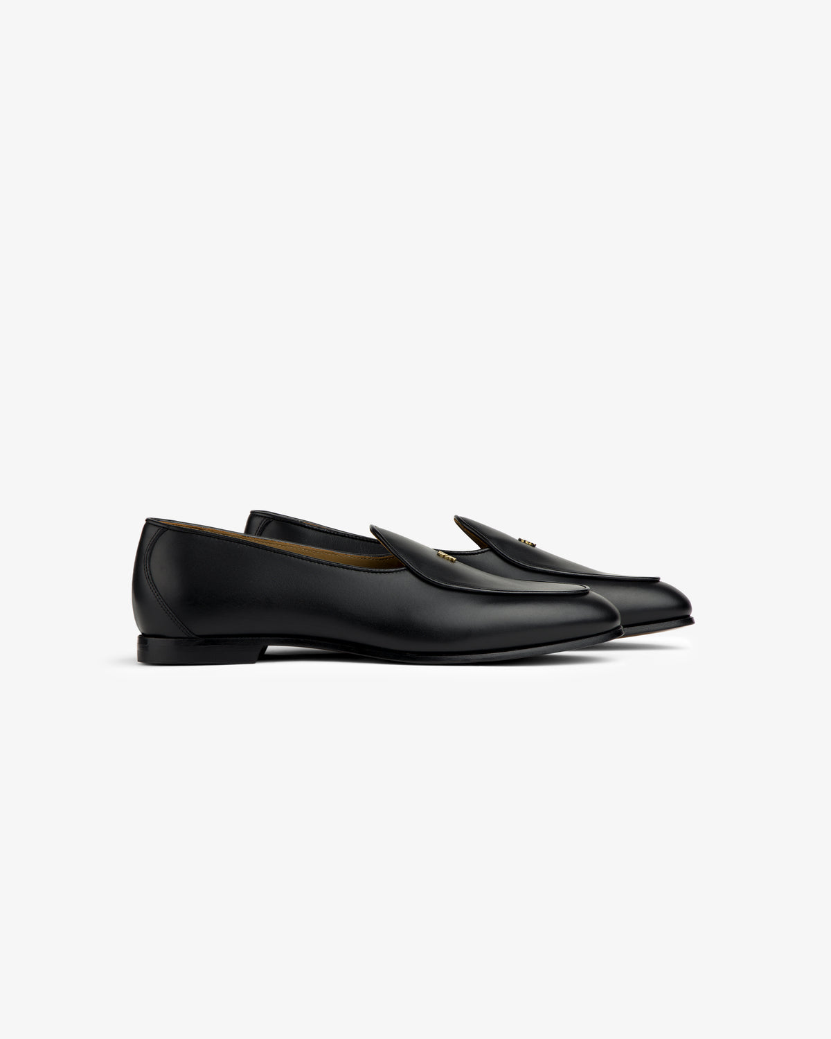 Crest Salóni Loafer: black leather low-heel loafers displayed side by side on a plain white background.