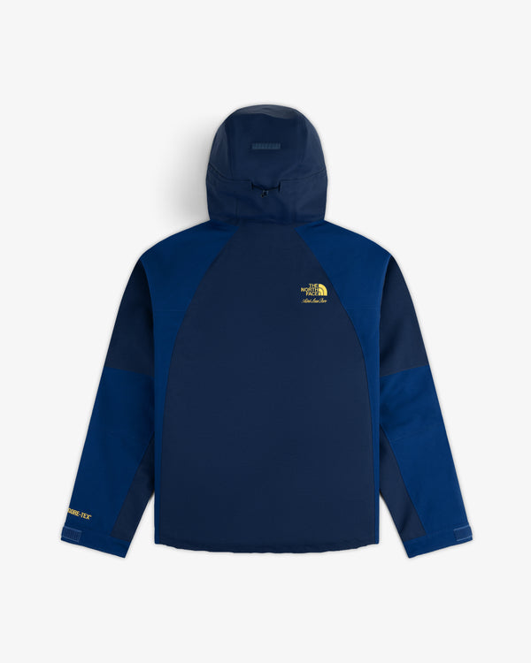 ALD / The North Face GORE-TEX 2000 Mountain Jacket in blue, yellow logos, displayed flat on a white background.