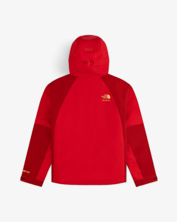 Red ALD/The North Face GORE-TEX 2000 Mountain Jacket, yellow logo on upper left back and left sleeve.