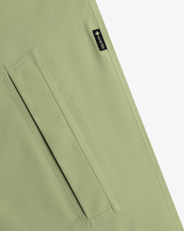 Light green ALD/The North Face GORE-TEX Trench Coat with diagonal pocket and small black GORE-TEX seam tag.