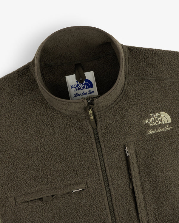 Olive green ALD/The North Face ’95 Denali Half-Zip Fleece Pullover with chest zip pockets and left chest logo.