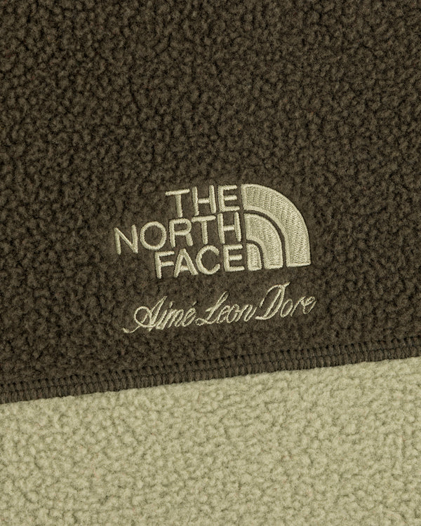 ALD/The North Face ’95 Denali Half-Zip Fleece Pullover in olive/cream, with embroidered logos on two-tone fleece.