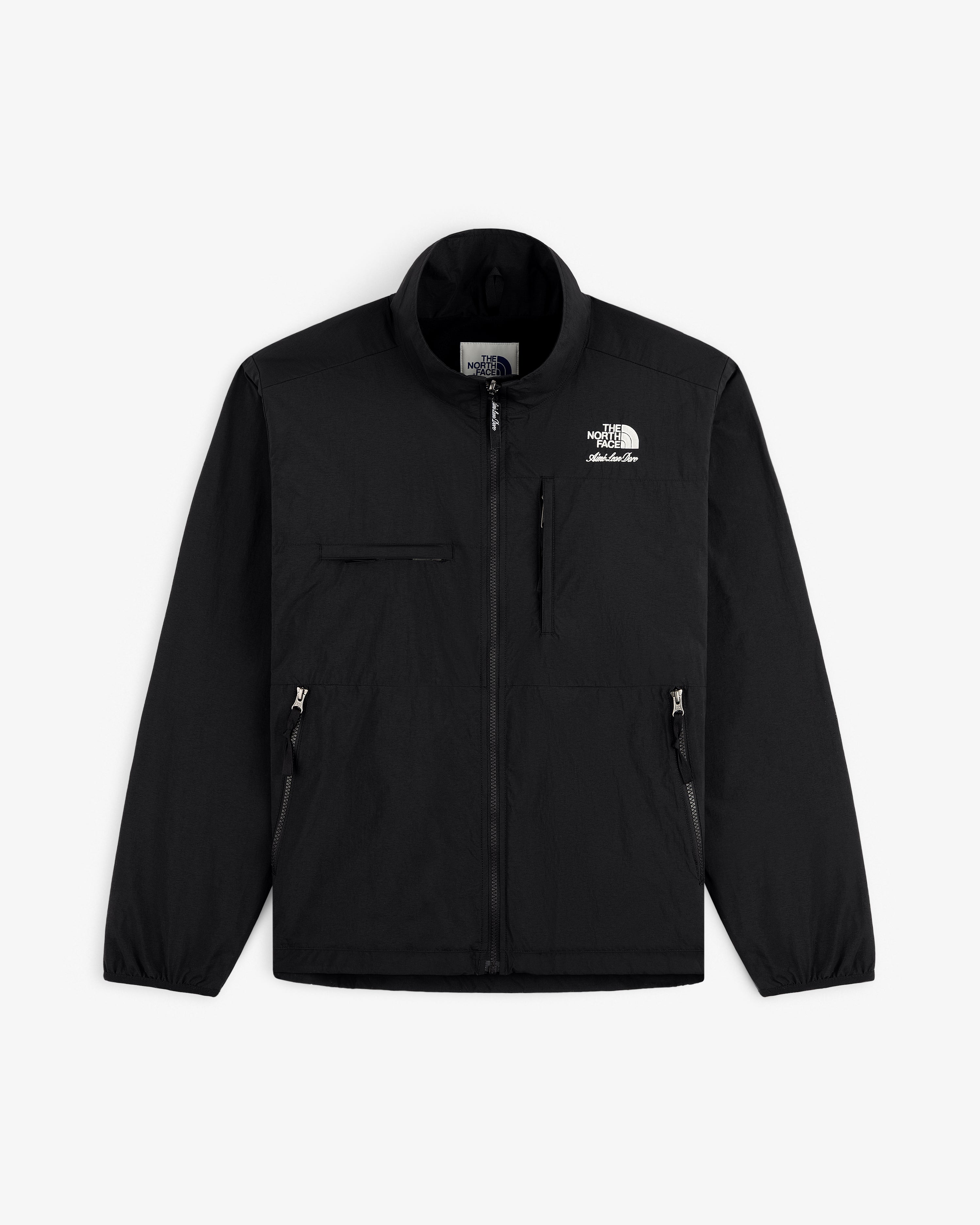 Black ALD/The North Face Nylon Denali Jacket with front zip, 3 pockets, and white logo on the left chest.
