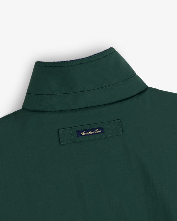 Back view of the Fleece Lined Sport Windbreaker, green, with a small navy “American Icon” label below the collar.