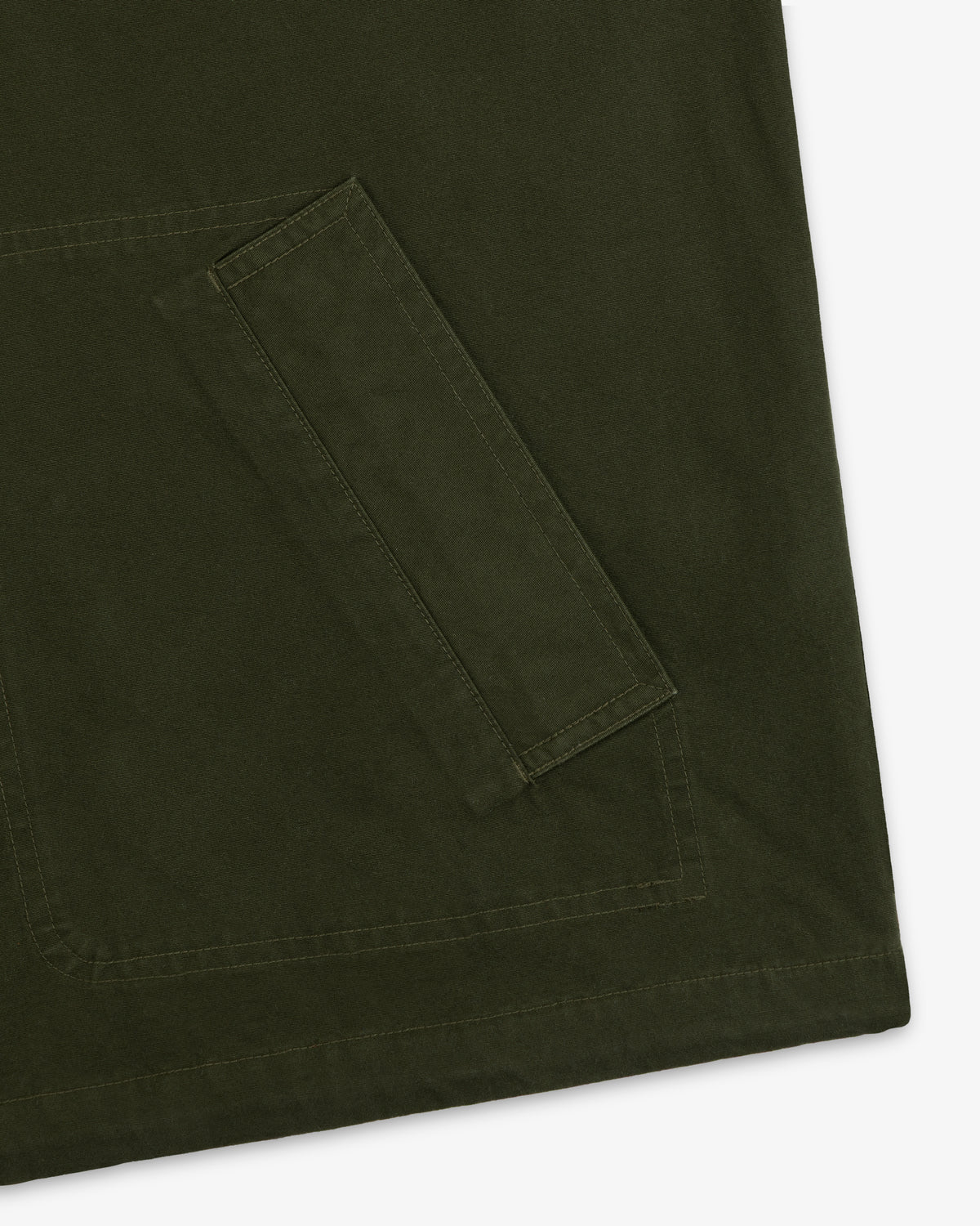 Dark olive green Garment Washed Anorak with a rectangular patch pocket.