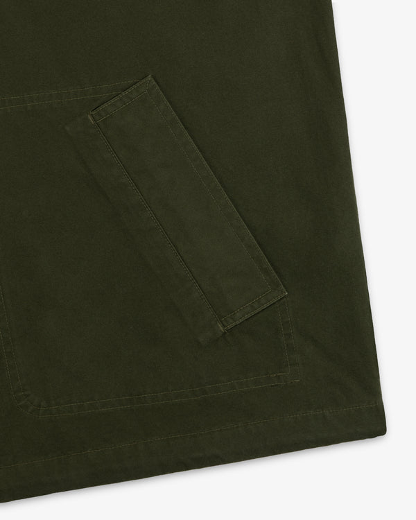 Dark olive green Garment Washed Anorak with a rectangular patch pocket.
