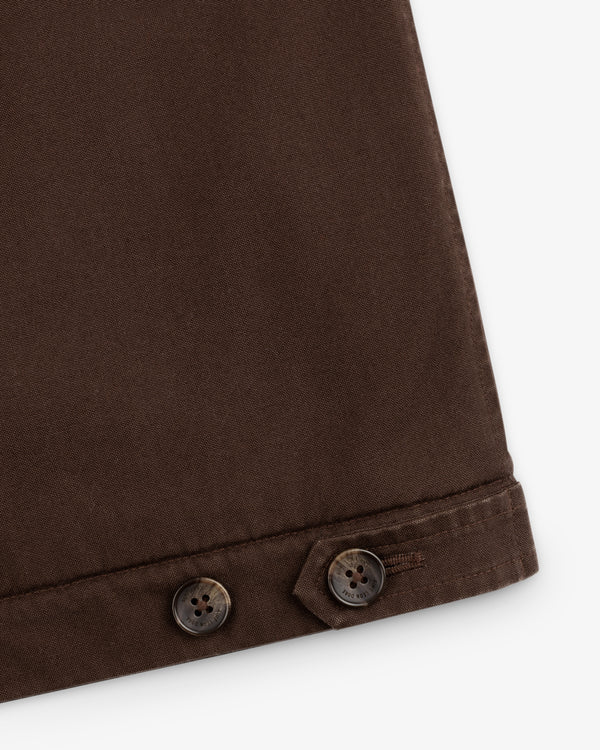 Dark brown Fleece Lined Mechanic Jacket cuff with two buttons.