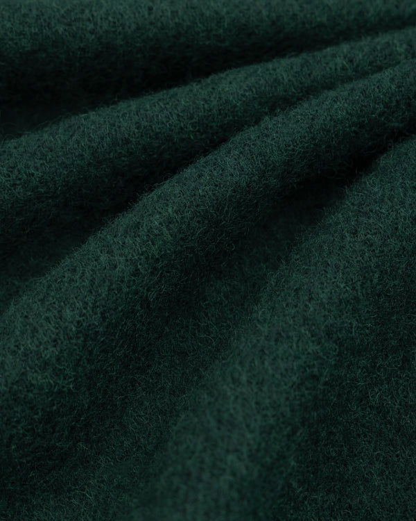 Dark green felted wool fabric of a Wool Sport Coat with soft folds.
