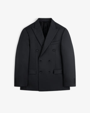 Double-Breasted Wool Jacquard Suit Jacket