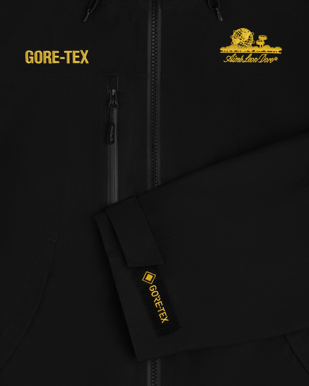 Black Cropped GORE-TEX Shell Jacket with yellow GORE-TEX and Aimé Leon Dore logos.