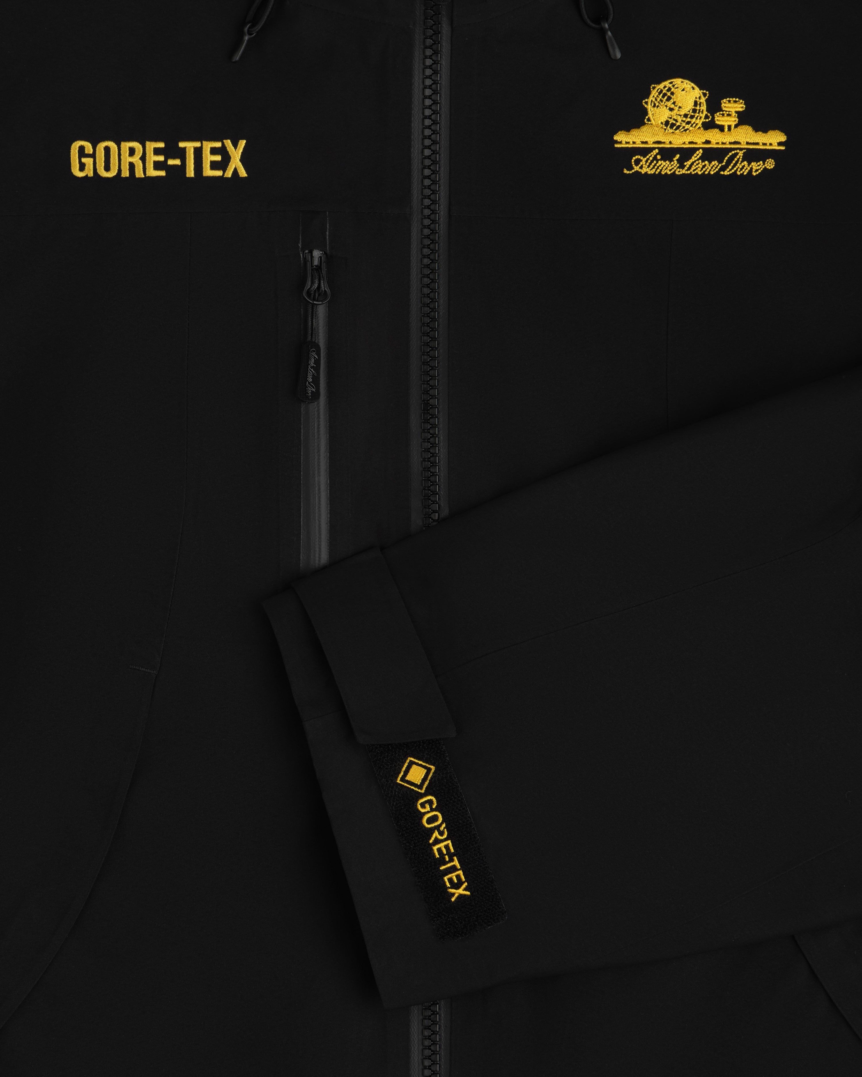 Black Cropped GORE-TEX Shell Jacket with yellow GORE-TEX and Aimé Leon Dore logos.
