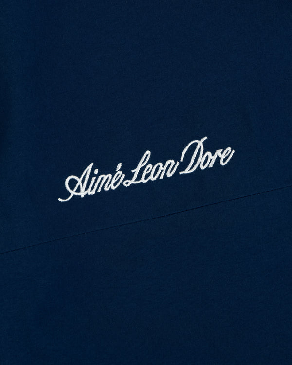 Navy Yankees GORE-TEX Rain Delay Jacket with Aimé Leon Dore in white cursive embroidery.