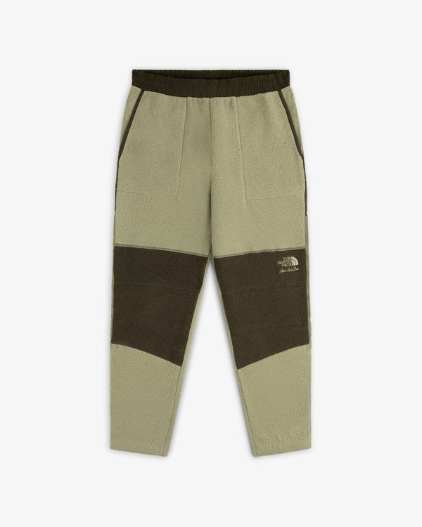 ALD / The North Face Denali Fleece Pant in light and dark olive with elastic waist, pockets, and logo.