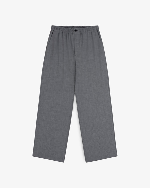 Houndstooth Elasticated Waist Trouser with side pockets and button closure, shown laid flat on white.