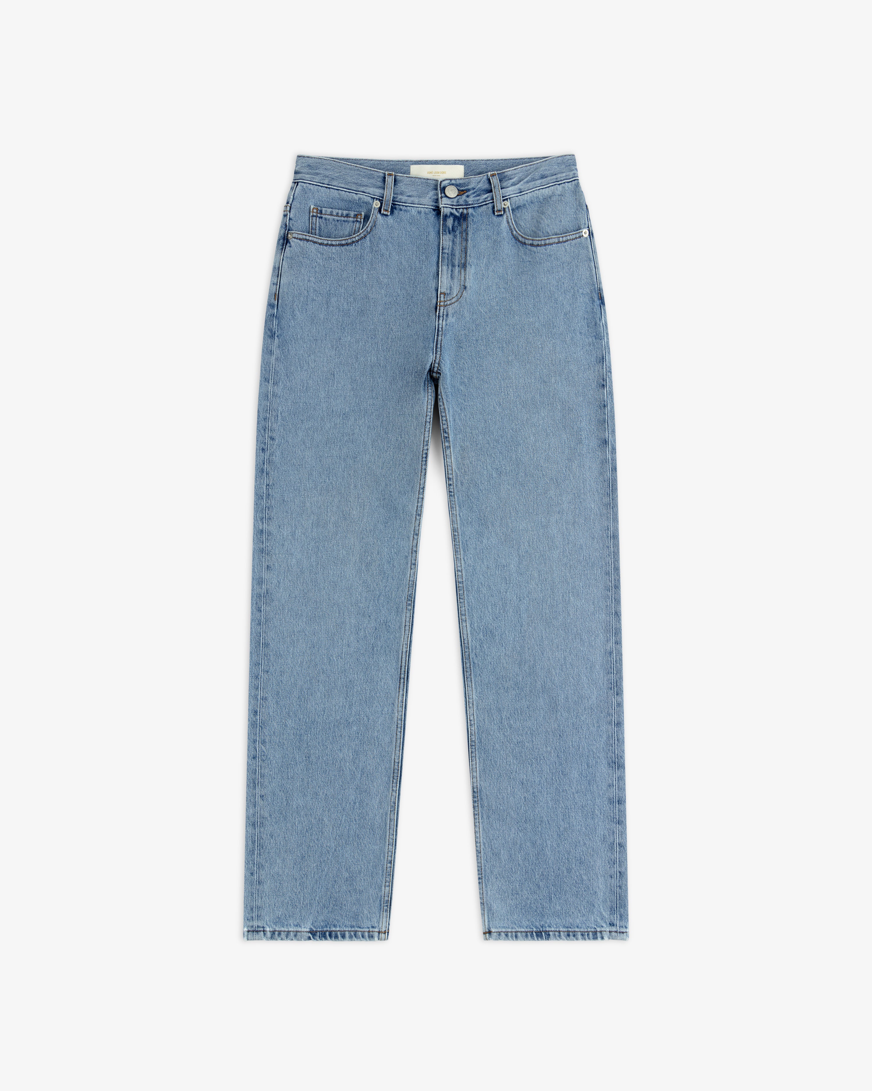 ALD Relaxed Fit Denim in light blue with a straight-leg, relaxed fit.