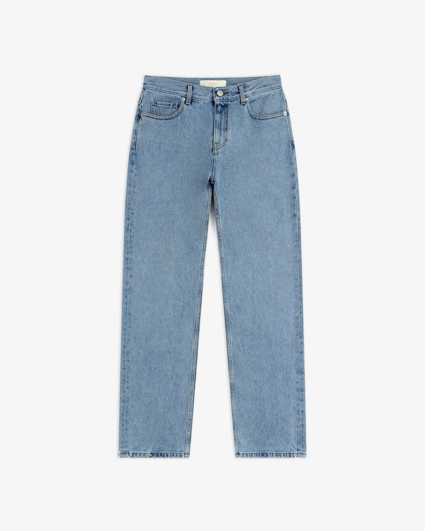 ALD Relaxed Fit Denim in light blue with a straight-leg, relaxed fit.