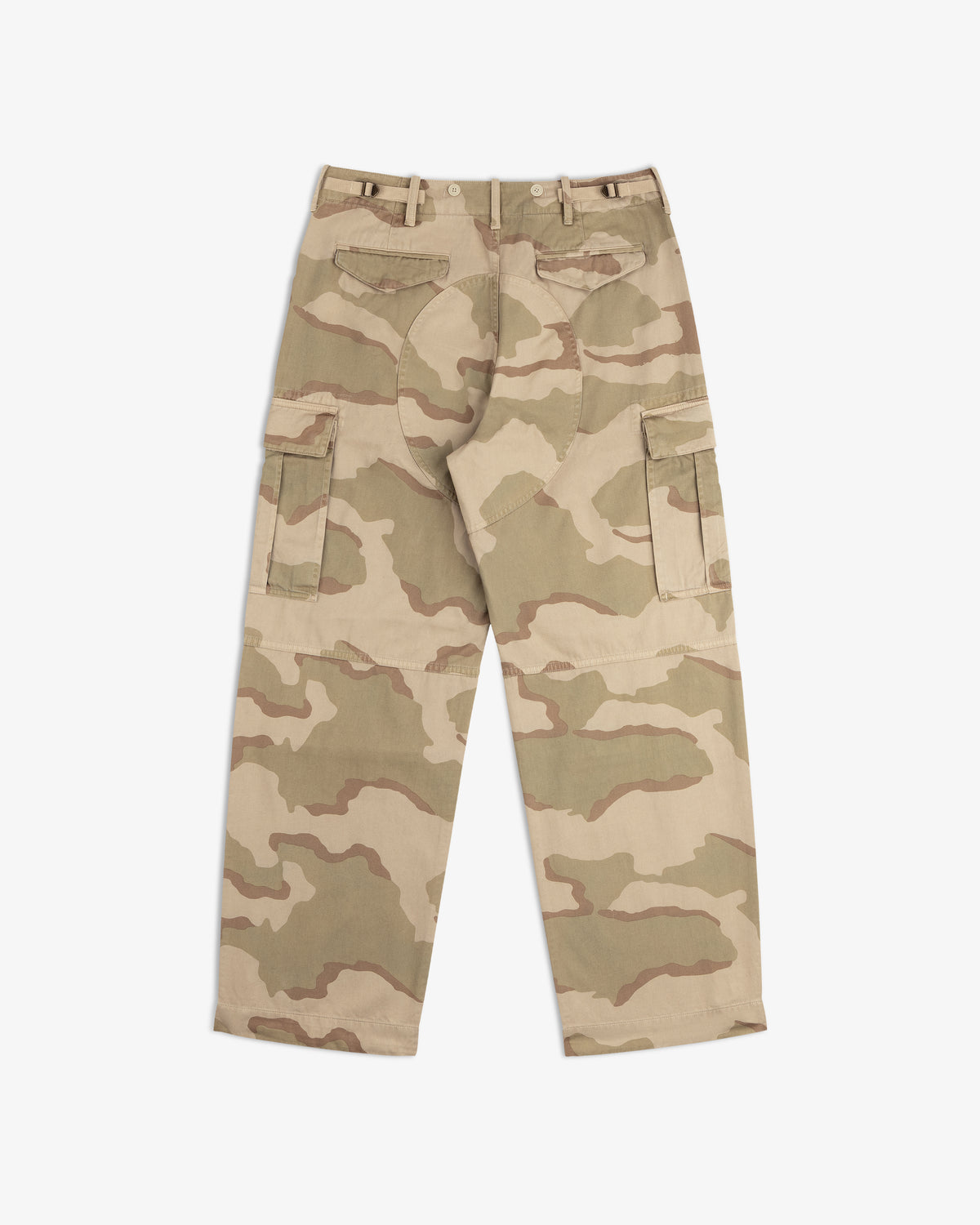 Back view of Camo Fatigue Pant cargo pants featuring camo print and side pockets.