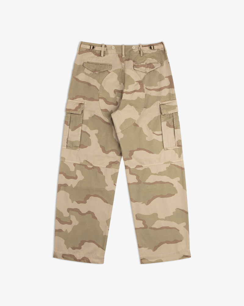 Back view of Camo Fatigue Pant cargo pants featuring camo print and side pockets.