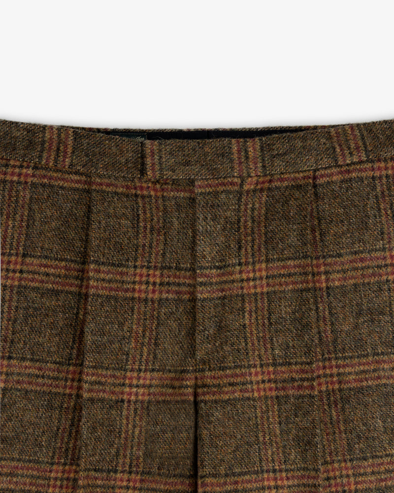 Brown Plaid Tweed Suit Trouser with a pleated waist.