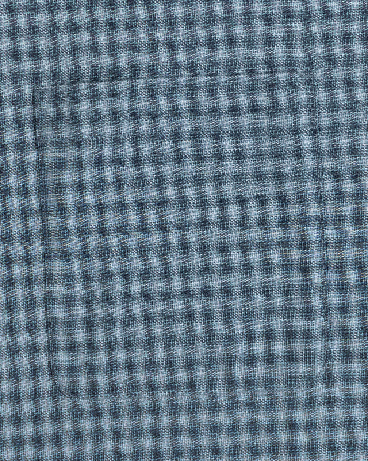 Plaid Casual Shirt in blue and white with a front square pocket that blends seamlessly into the pattern.