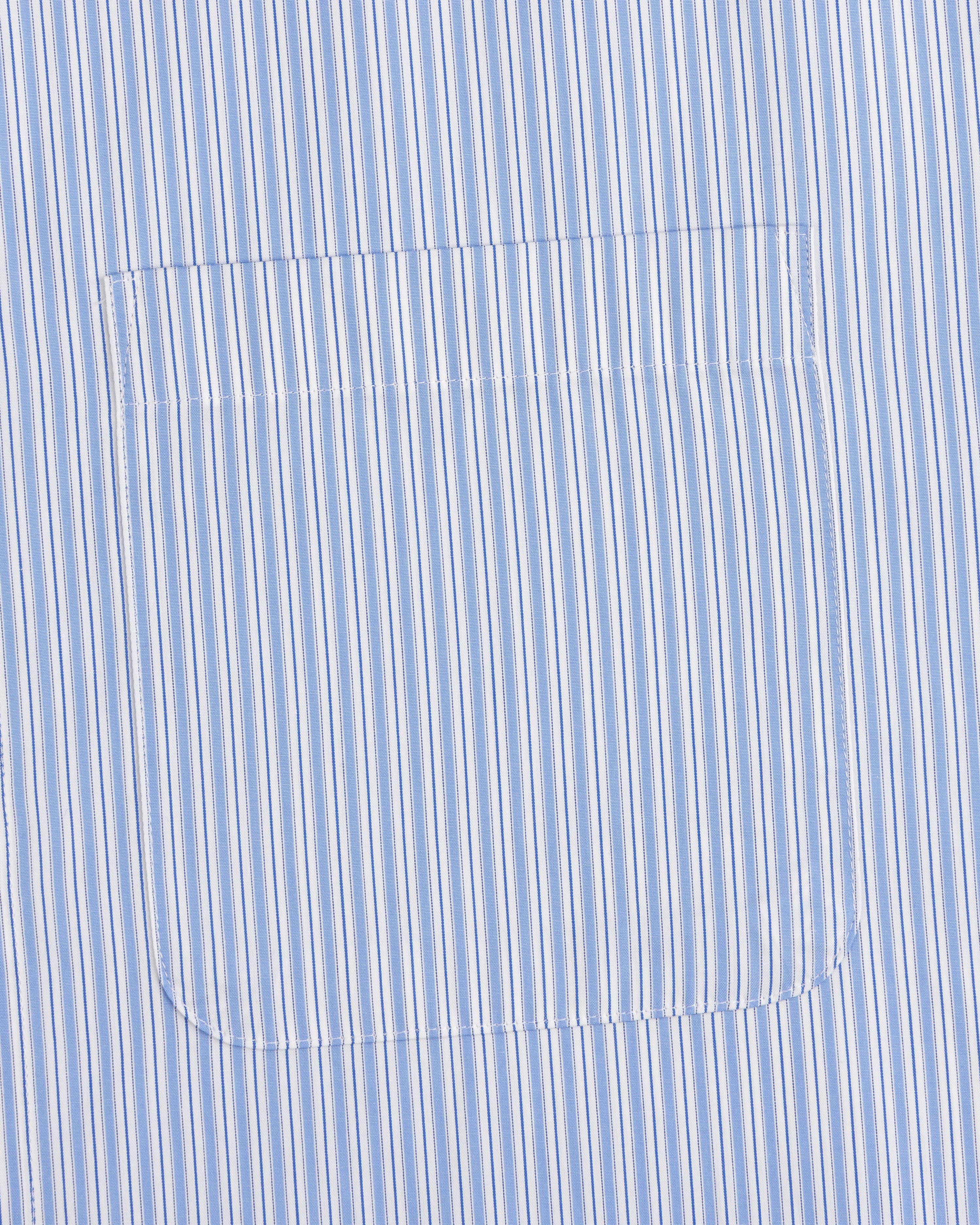 Blue and white striped Poplin Casual Shirt with a visible rectangular pocket on the front.