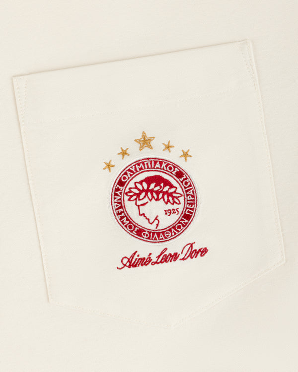 ALD / Olympiacos F.C. Logo Oxford Shirt featuring a chest pocket with an embroidered team logo and Aimé Leon Dore text.