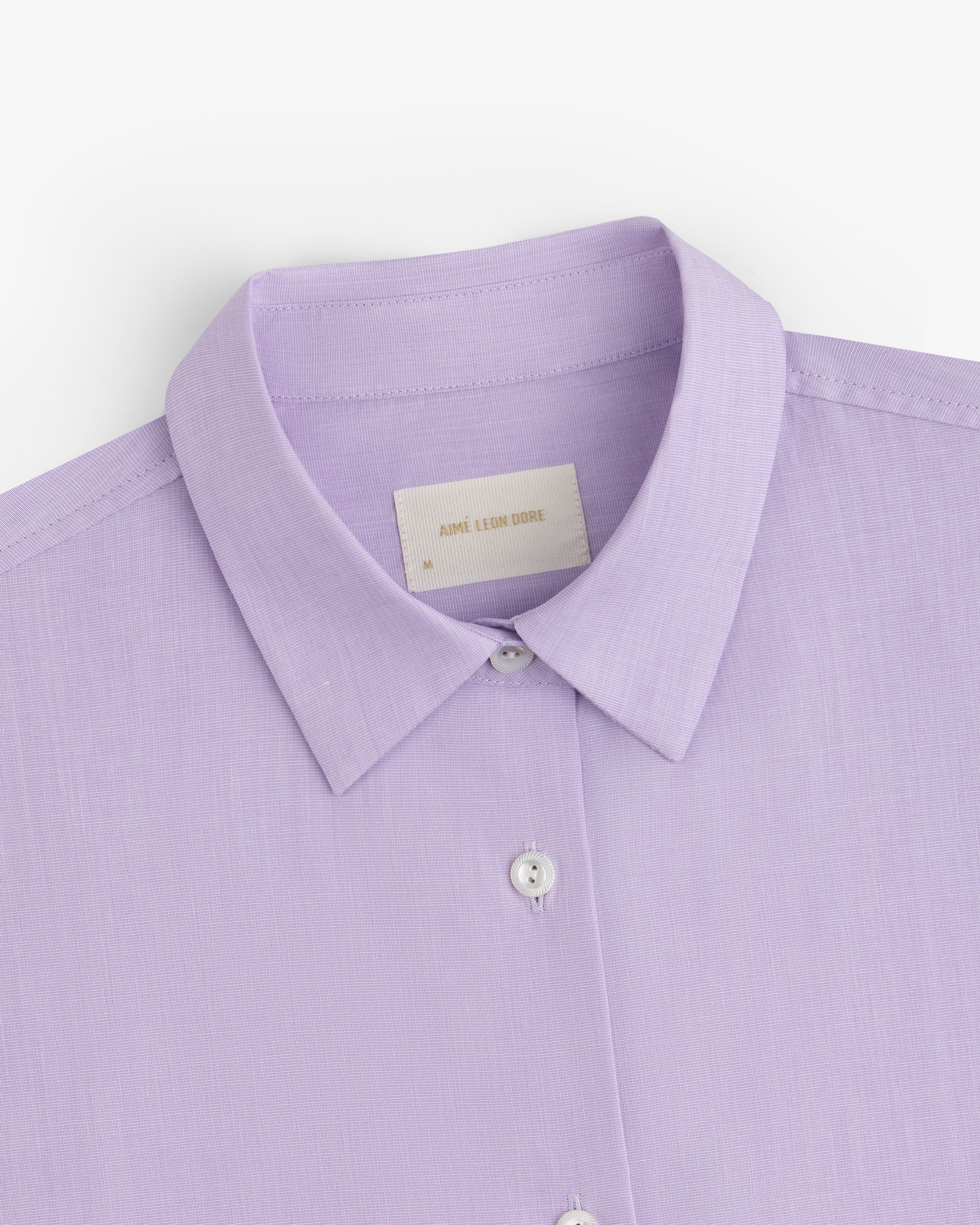 Light purple Button Down Poplin Shirt with a pointed collar.