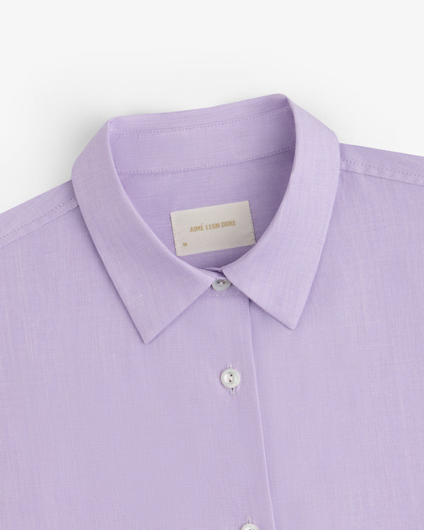 Light purple Button Down Poplin Shirt with a pointed collar.
