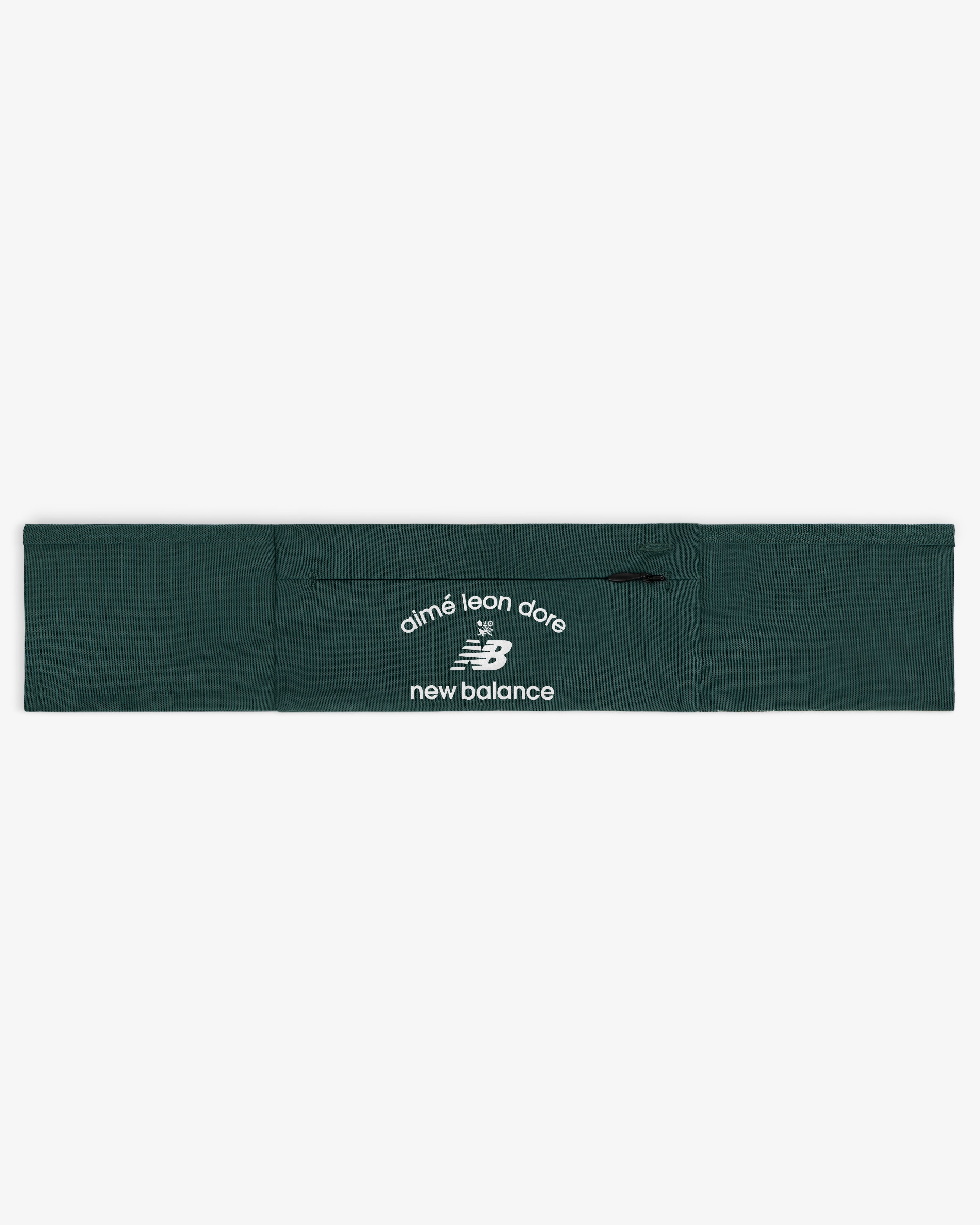 The ALD / New Balance Performance Running Belt is dark green with white logos on the front.