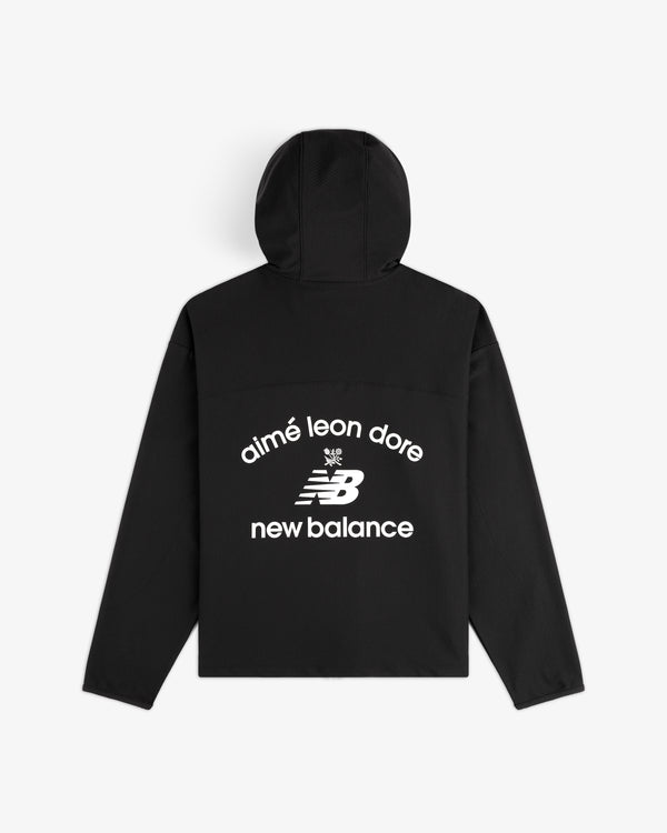 Black ALD / New Balance Full-Zip Warmup Hoodie with white logos on the back.